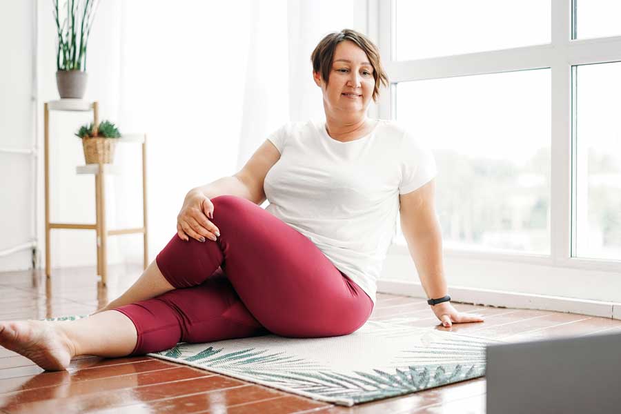 Women doing virtual yoga