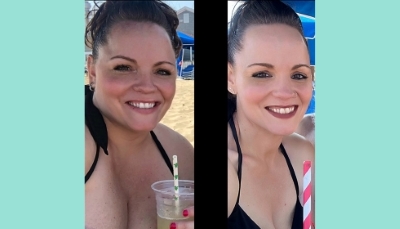Kerri Carvalho, before and after losing weight