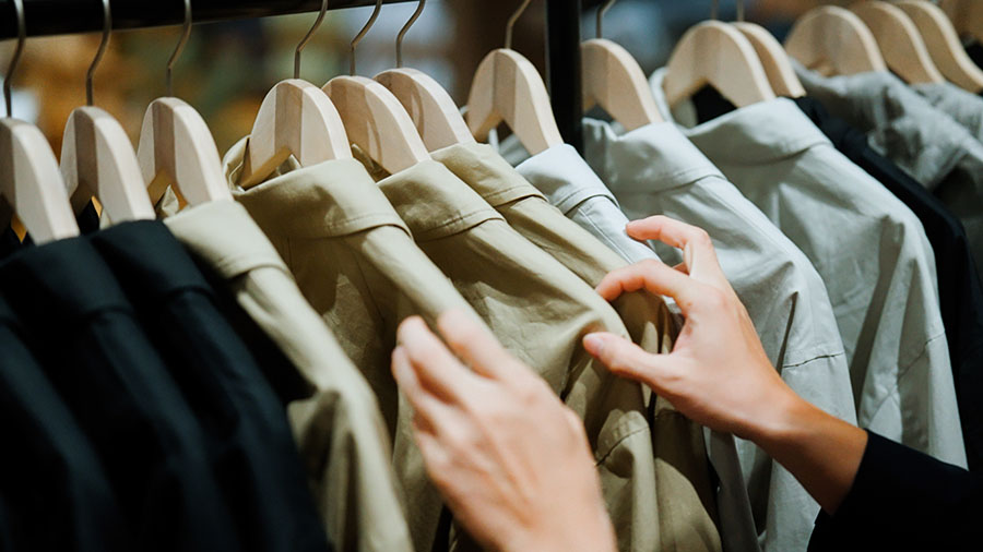 A clothes rack with jackets.