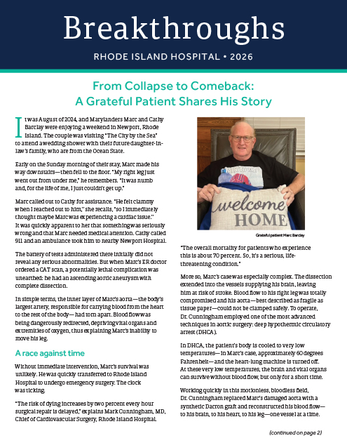 Rhode Island Hospital Breakthroughs publication 2026