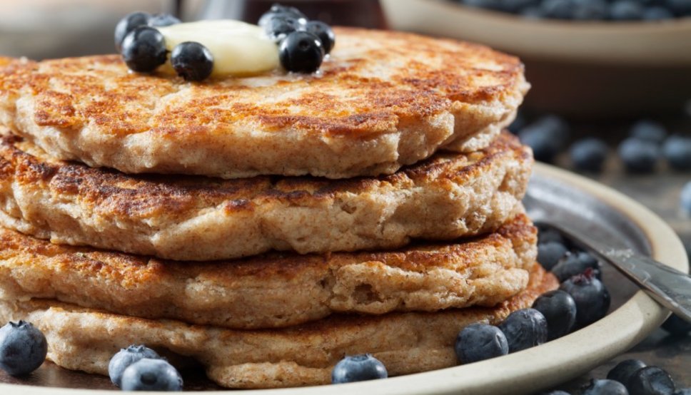Whole Wheat Pancakes with Blueberry Syrup