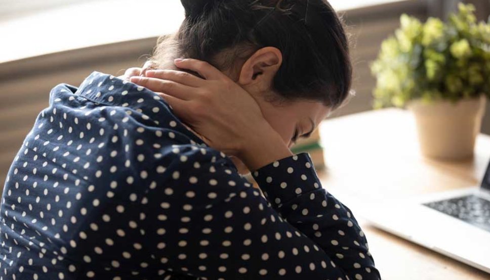 Women with neck pain from bad posture