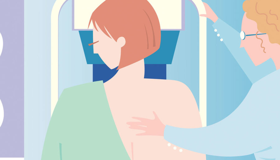 Graphic of women getting a mammogram