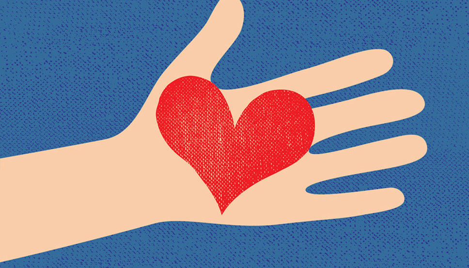 Hand graphic with heart