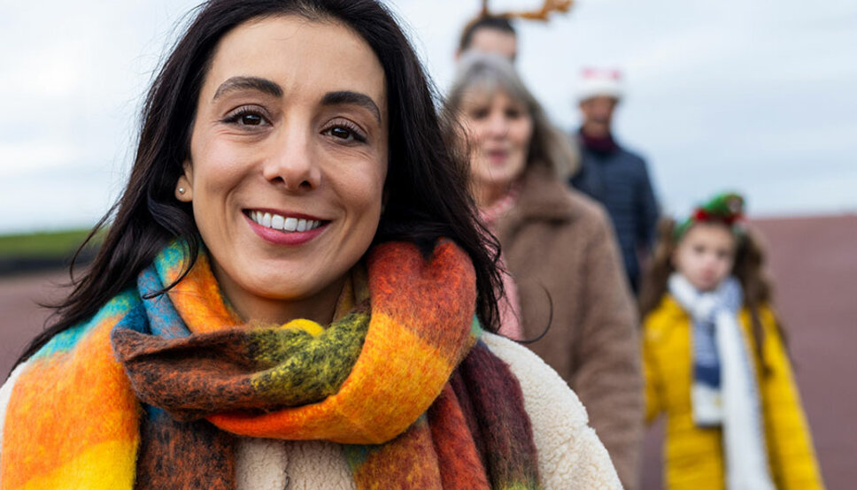 Women and family outside in winter