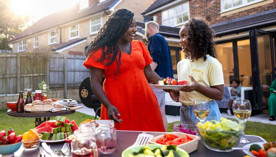 Friends at outside barbeque