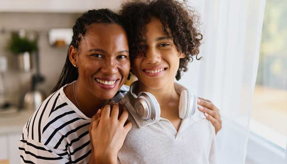 Mother and teenage son