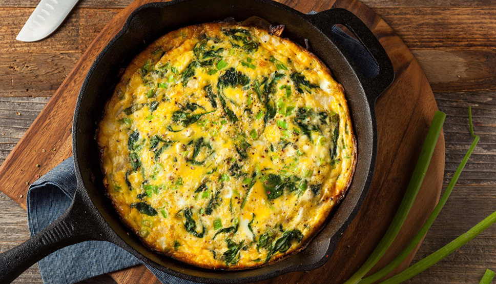 spinach frittata in pan
