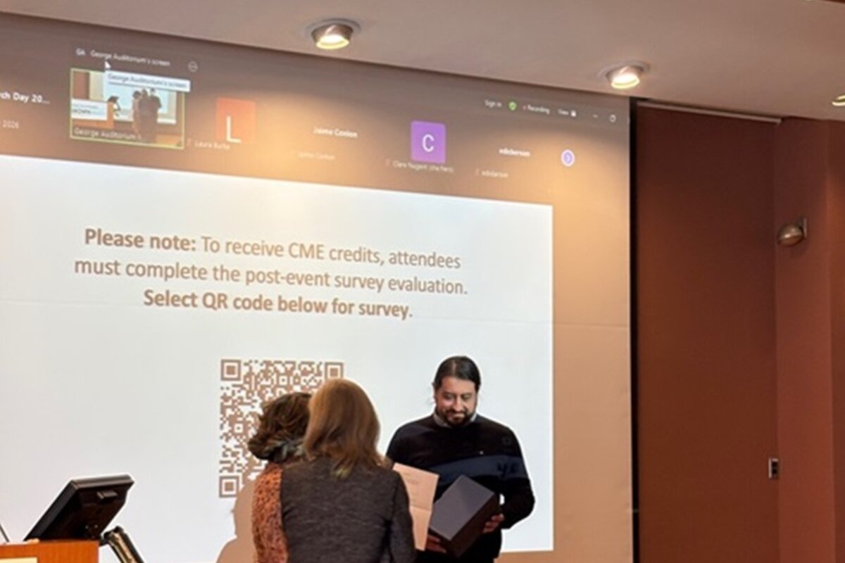 Award recipient being handed award