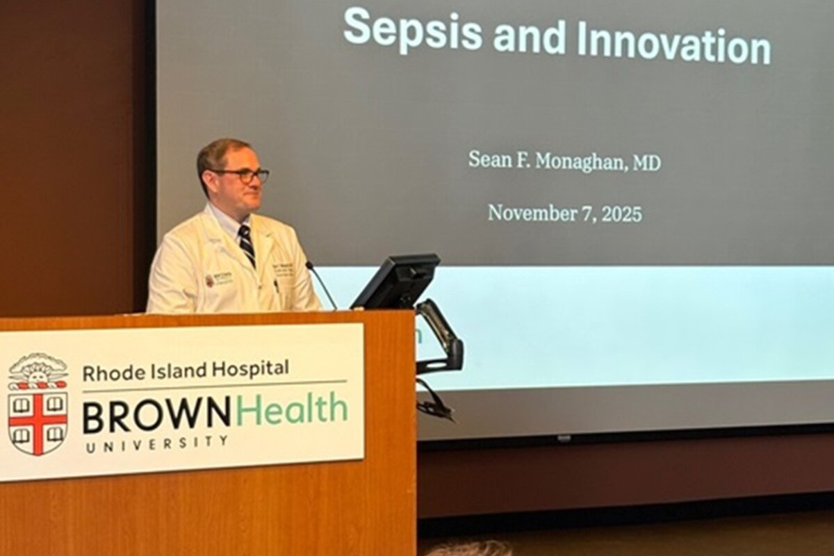 Dr. Monaghan showing intro slide