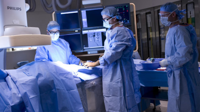 A surgical team in the operating room.