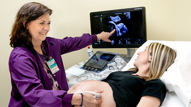 Pregnant woman getting an ultrasound