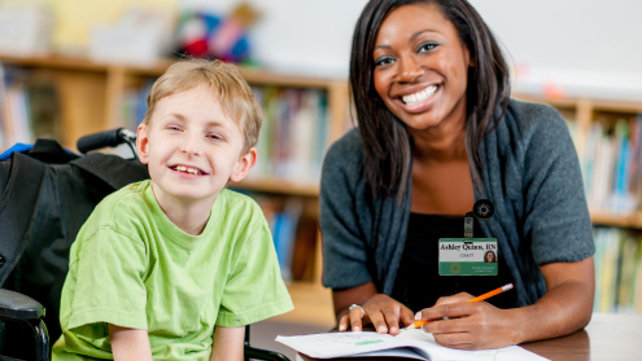 Nurse at Bradley Hospital with patient