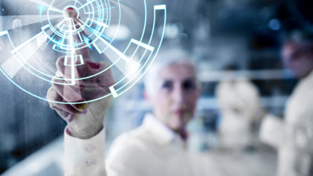 Doctor looking at computer imagery