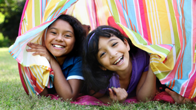 Two girls in a field