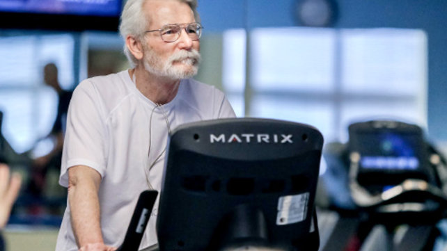 Man on exercise machine 