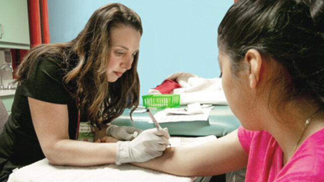 Child receiving an allergy test