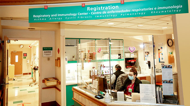 The Cystic Fibrosis Center on the lower level at Hasbro Children’s Hospital.