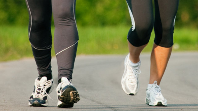 close up of feet and ankles walking