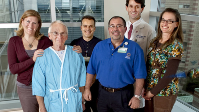 group of visitors and patients