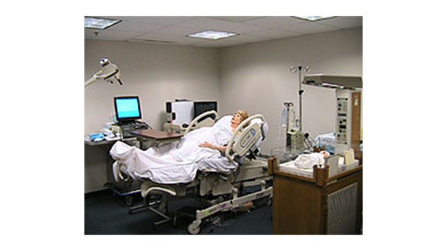 Pregnant manikin used for medical simulation training
