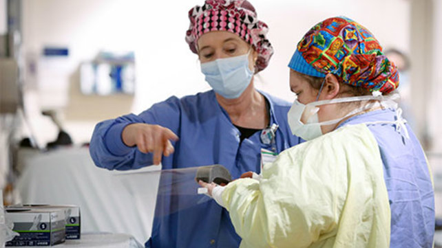 Nurses working in a hospital.