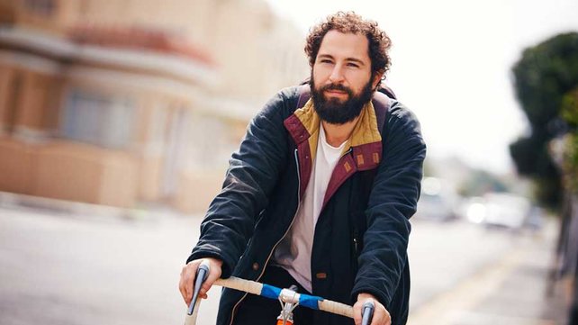 Man riding bike