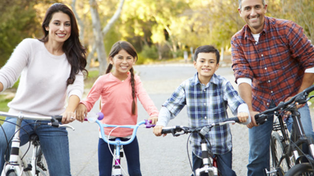 Family riding their bicycles