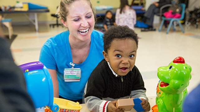 Child receiving rehabilitation services