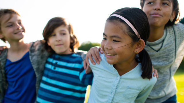 Children playing outside.