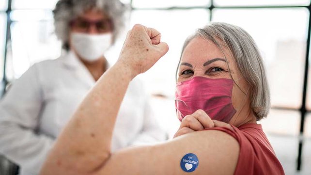 Older women getting covid-19 vaccine