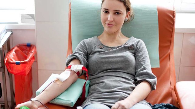 Women donating blood