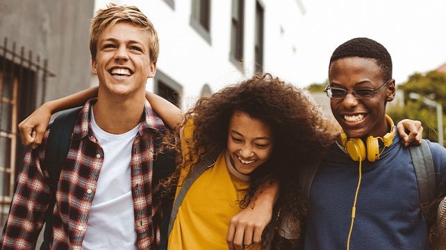 Teenagers having a good time