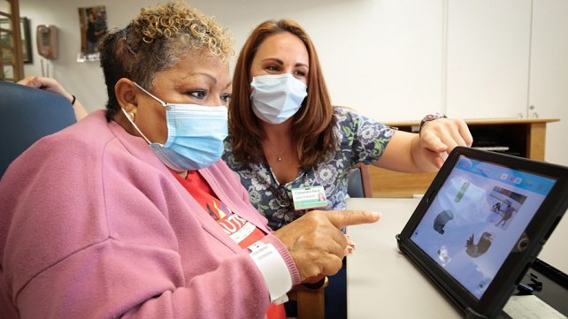 Patient working on skills