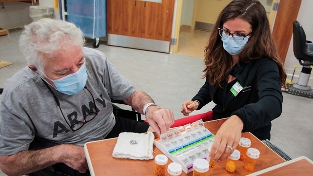 Sorting pills at Vanderbilt Rehabilitation Center