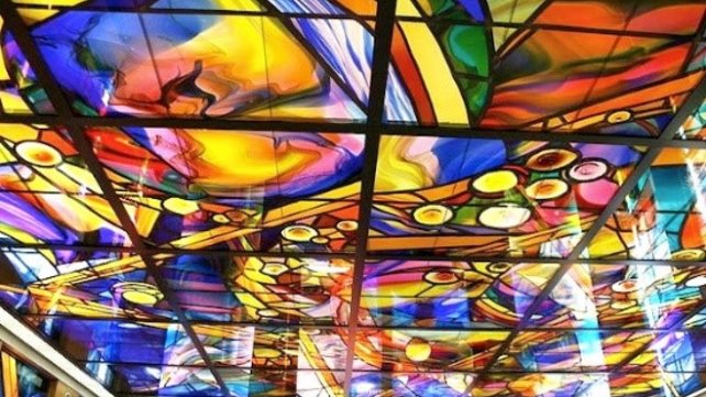 Stained glass window at the Chapel of Hope, Rhode Island Hospital