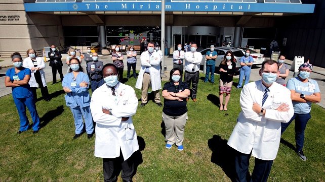 Group photo of emergency services team at The Miriam Hospital