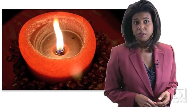 Woman presenting about candle safety