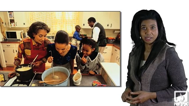 Woman presenting about cooking safety