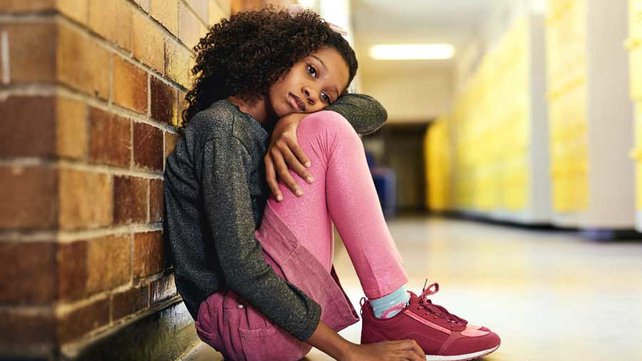 School age girl with anxiety