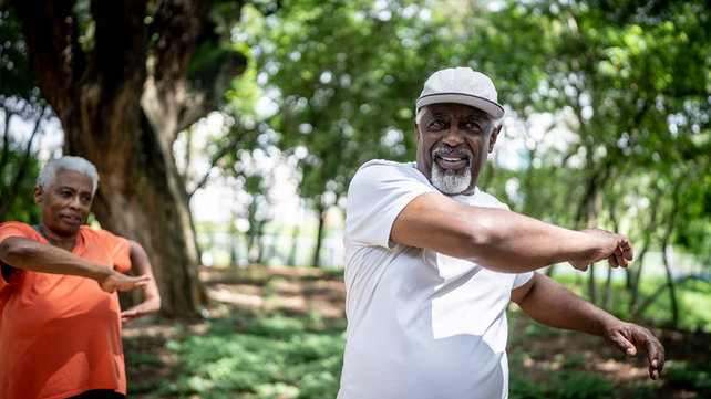 man outside exercising