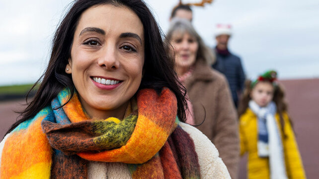 Women and family outside in winter