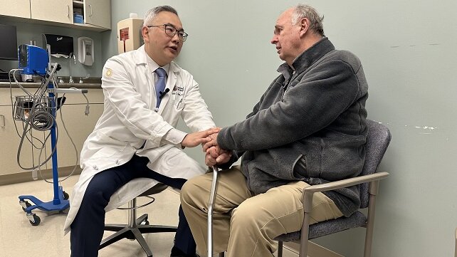 Patient William Hart seeing Clark Chen, MD, PhD for his glioblastoma care