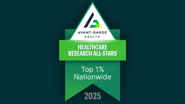 Logo for Avant-Garde Health, Healthcare Research All-Stars, Top one percent nationwide,, 2025