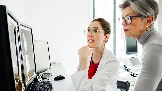 Radiologists looking at medical images.