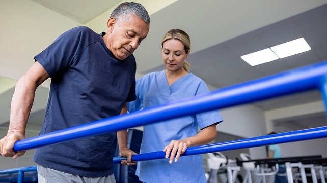 Older adult in physical rehabilitation