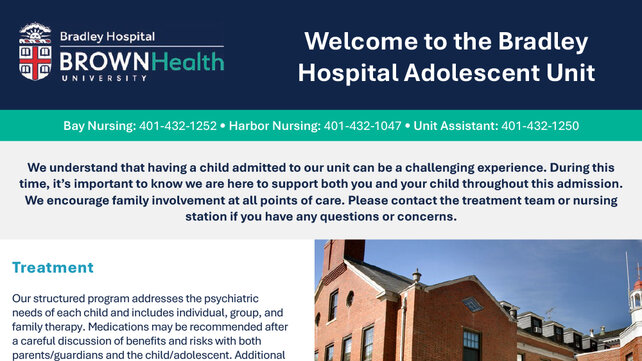Cover of Bradley Inpatient Adolescent Brochure