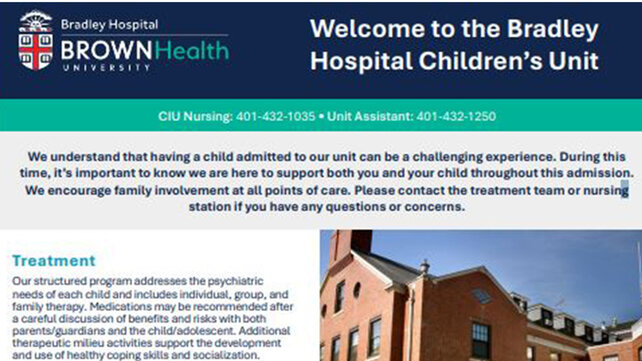 Cover of Bradley Inpatient Children's Brochure