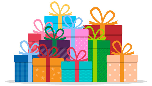 An illustration of many gift-wrapped boxes