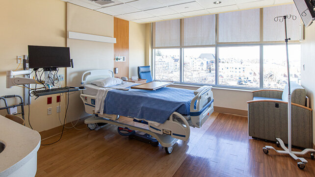 A patient room at Saint Anne's Hospital
